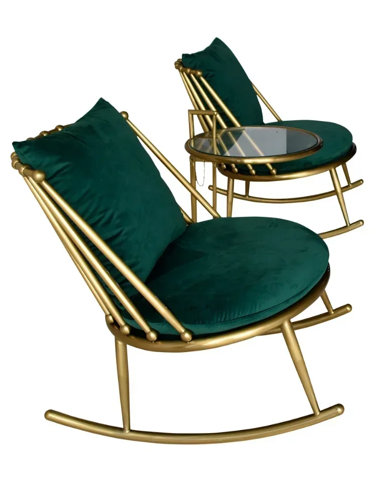 Customized three-piece set of stainless steel rocking chair Light luxury sofa chair