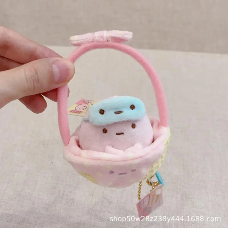 Japanese Sumikko Gurashi Anime Merchandise Mini Plush Basket Soft Filled Doll Kawaii Backpack Zipper Decoration Festival Gift