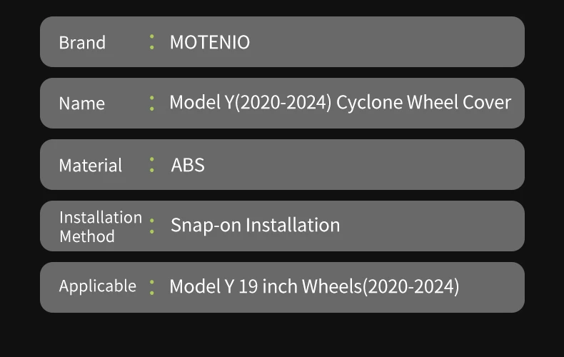 4PCS Wheel Cap Design For Tesla Model Y 2020-2024 19 Inch Right&Left Hubcaps Cyclone Cover Wheel Cover Replacement Accessories