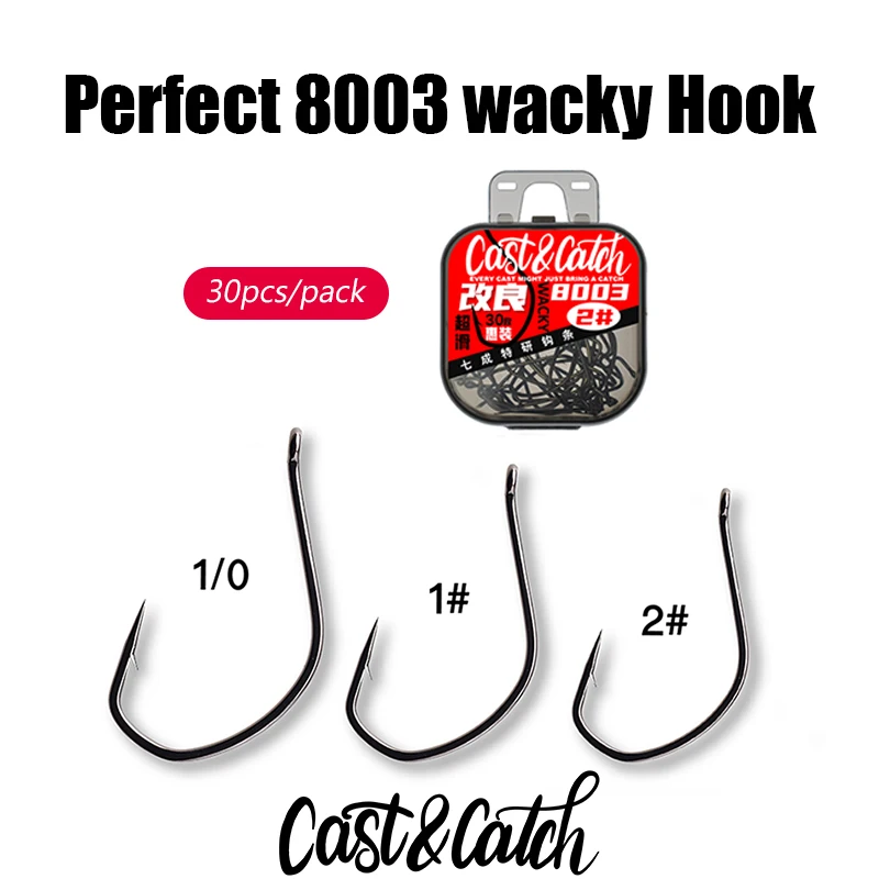 Cast & Catch Perfect 8003 Wacky Hook 30pcs Barb Vários Tamanhos Isca Macia Bass Finesse Equipamento de Pesca