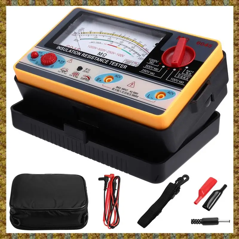 F-F TY6045 مقاومة العزل مقياس المقاومة الرقمي يده تستر ميغاميتر 0-2000MΩ 100 فولت/250 فولت/500 فولت/1000 فولت دقة عالية