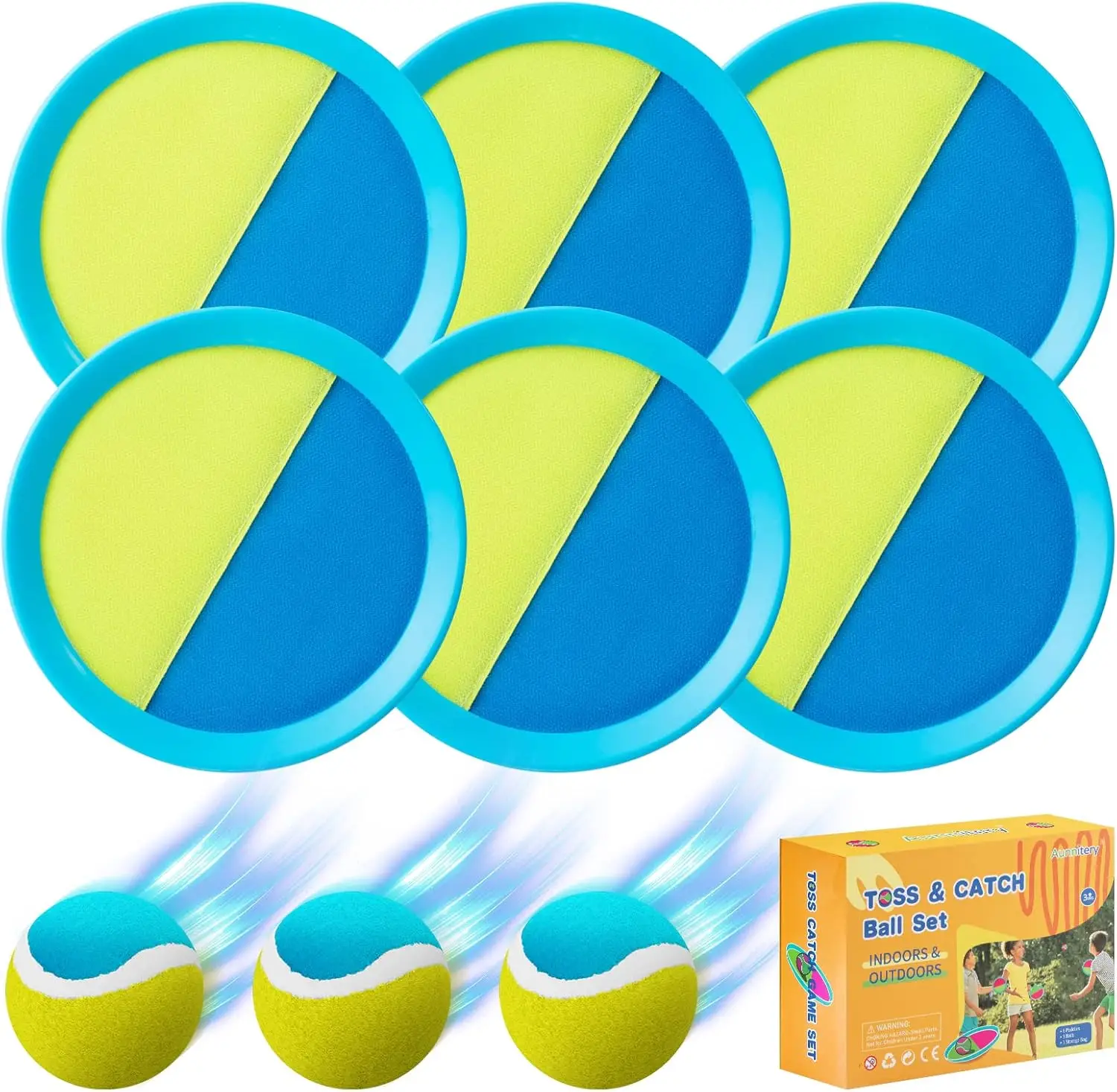 Outdoor Toss and Catch Ball Set, Perfect for Beach Games and Backyard Play (Light Blue)