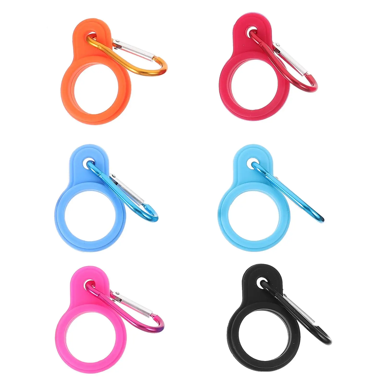 

6pcs Water Bottle Buckles Silicone Climbing Carabiner Outdoor Hiking Travel Kettle Holder Clips Backpack Blue Red Pink Orange