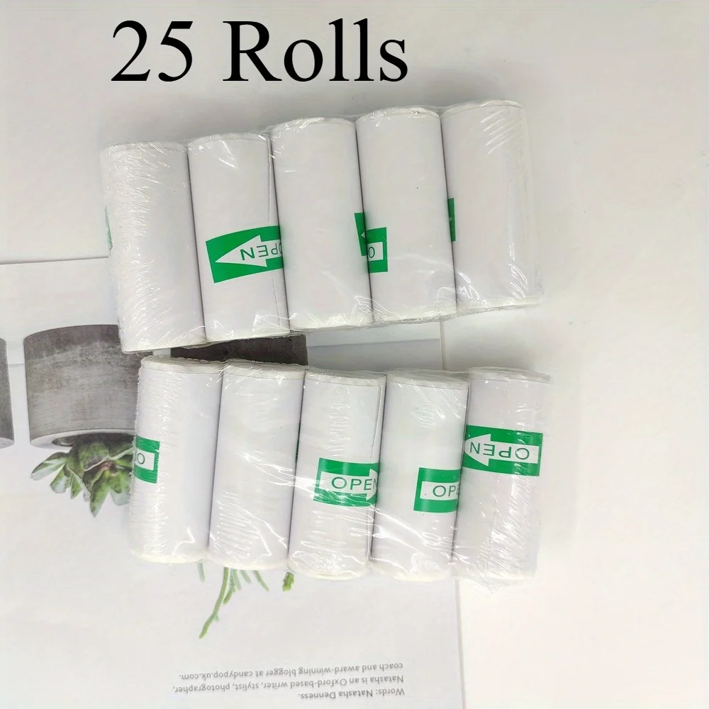 25 لفة من الورق الحراري ذاتي اللصق - ملصقات فورية بدون حبر، تنشيط بالحرارة، للصور/الملصقات/الملاحظات، ملصقات اللوازم المكتبية