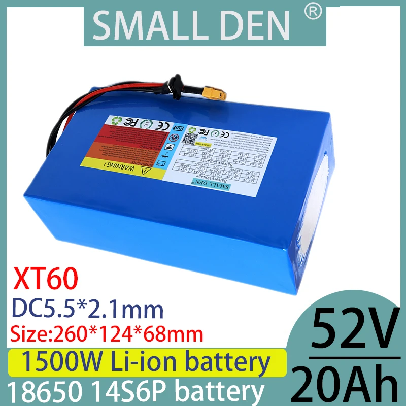 52V 20ah 18650 14S6P battery pack 1500W high-power lithium battery, solar outdoor built-in BMS lithium-ion battery pack