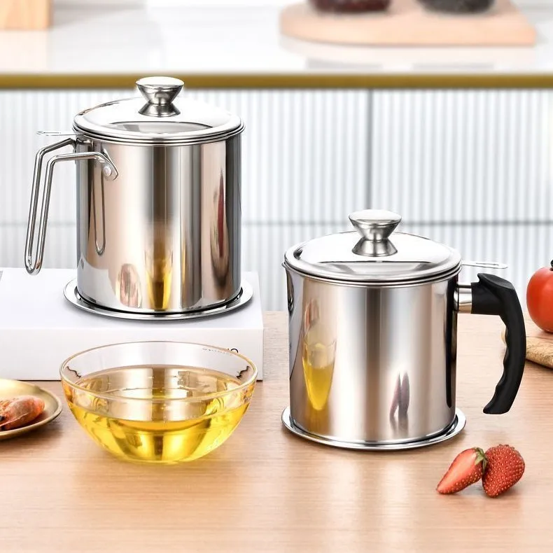 Stainless steel strainer oil pot for home kitchen large capacity filter residue oil storage return cup filter oil tank view 3