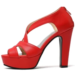 Summer Shoes For Women Sandals Platform 2024 Large Size 45 50 High Heels Peep Toe White Red Black Party Dance Pumps Shoes Ladies