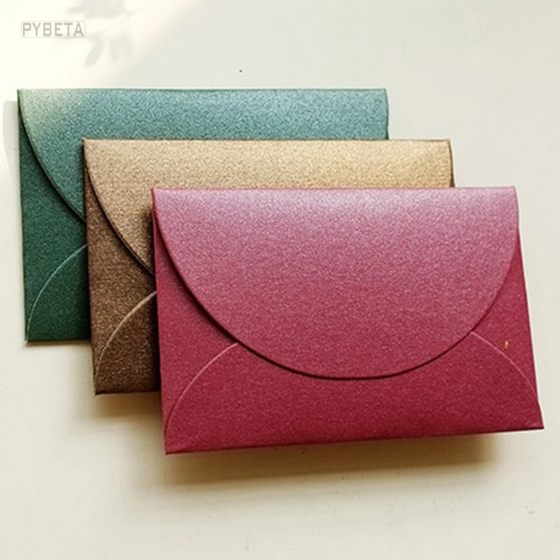 100pcs- 9*6cm Mini size 250gsm Pearl paper envelope message card bank card membership card decorate envelope invitation