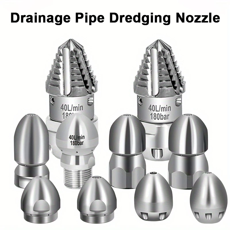 Municipal Sewer Drain Cleaning Nozzle - High Pressure Drill Tip for Grease & Clog Removal with Drain Cleaner Machines