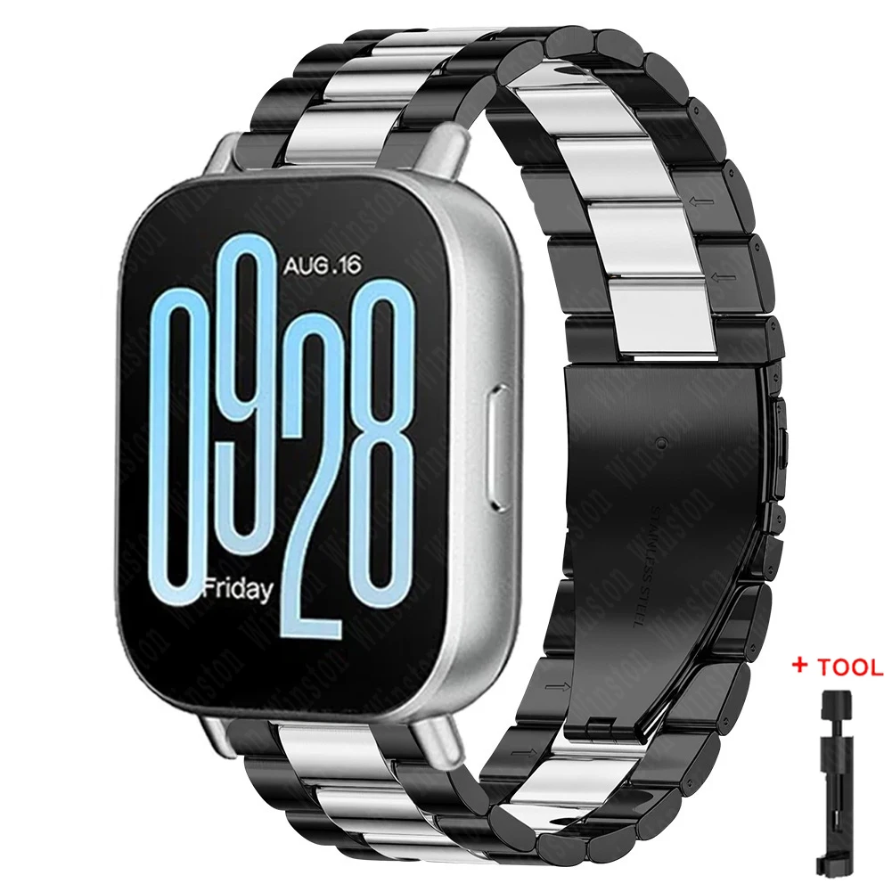 CAOWTAN 22 mm Edelstahlarmband für Redmi Watch 5 Active 5 Lite Metallarmband für Xiaomi Redmi Watch 3 Active 3 Lite Armband 9