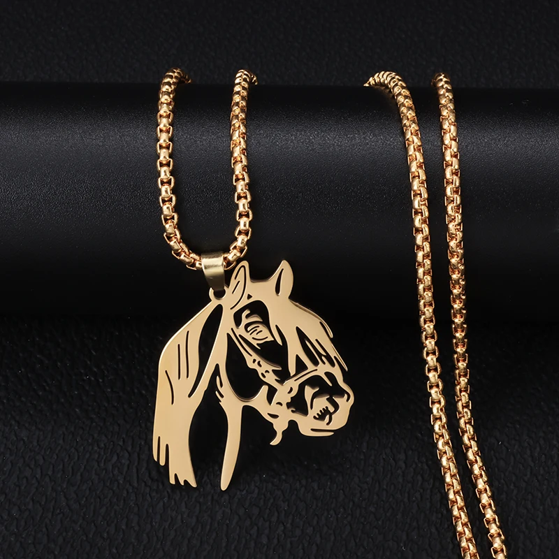 Exquisite Stainless Steel Horse Head Pendant Necklace for Men Women Fashion Statement Animal Zodiac Jewelry Keepsake Gift