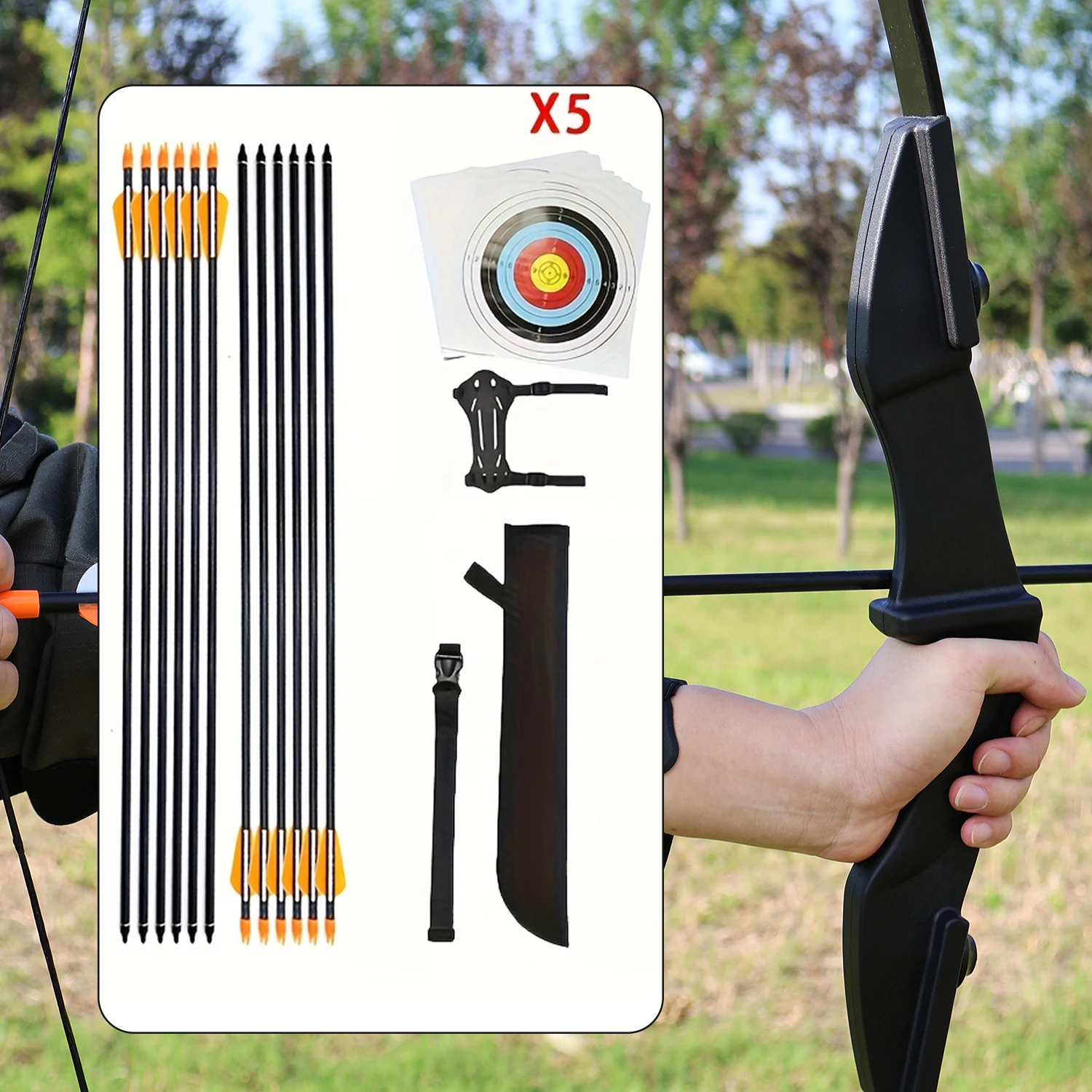 Accesorios para Arco Recurvo de 40 lb, Set Profesional de Tiro con Arco para Exteriores, Accesorios de Entrenamiento de Arquería para Adultos