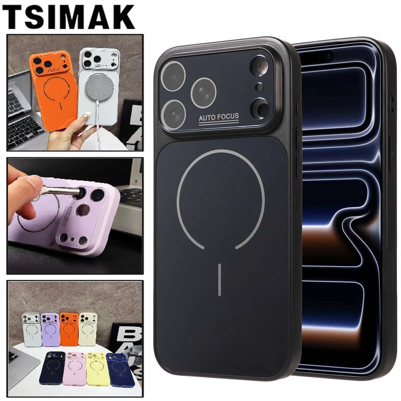 Magnetische Hülle für iPhone 17 Pro Max 16 15 Plus 14 13 12 11 Air Smooth Glass Lens Magsafe Macsafe Wireless Charge Armor Cover