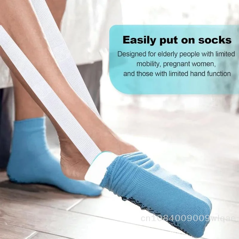 🙌 | 3-Finger Fabric Sock Helper with Drawstring ,Easy Use Sock Holder Elderly Dressing Aid for Seniors &Mobility Impaired