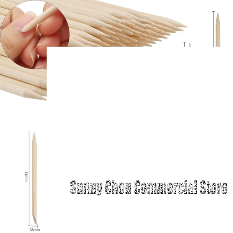 100 Teile/paket Orange Holz Sticks Für Nagelhautschieber Nagelhaut Entfernen Werkzeug 5 Verschiedene Größen Doppelköpfige Gabeln Für Nägel Maniküre