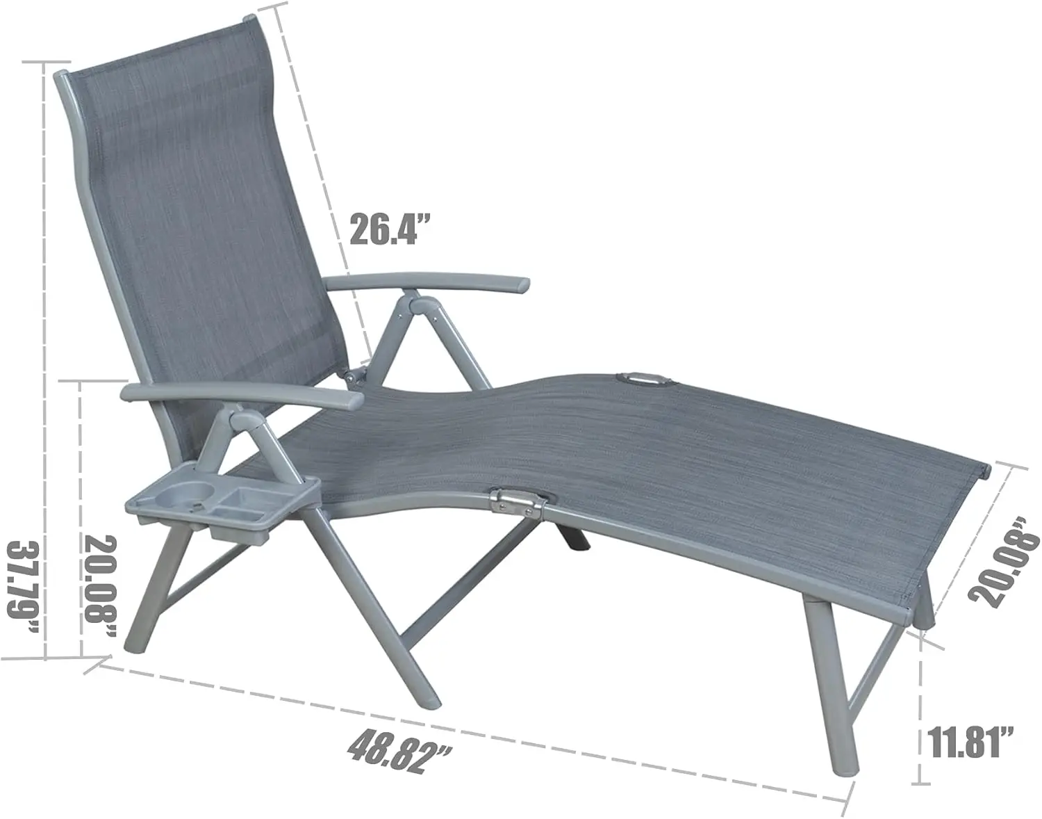 Cozy Aluminum Reclining Lounge Chair - Perfect for Beach, Yard, Pool, Deck, and Patio - Outdoor Chaise Lounge with Drink