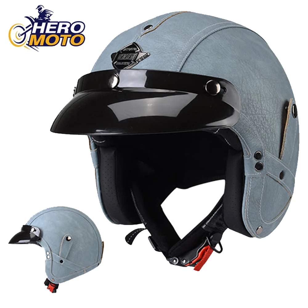 

Men's Motorcycle Helmet 3/4 Open Face Helmet Retro Helmet Vintage Moto Helmets Half Face For 4 Seasons Summer Motorbike Helmets