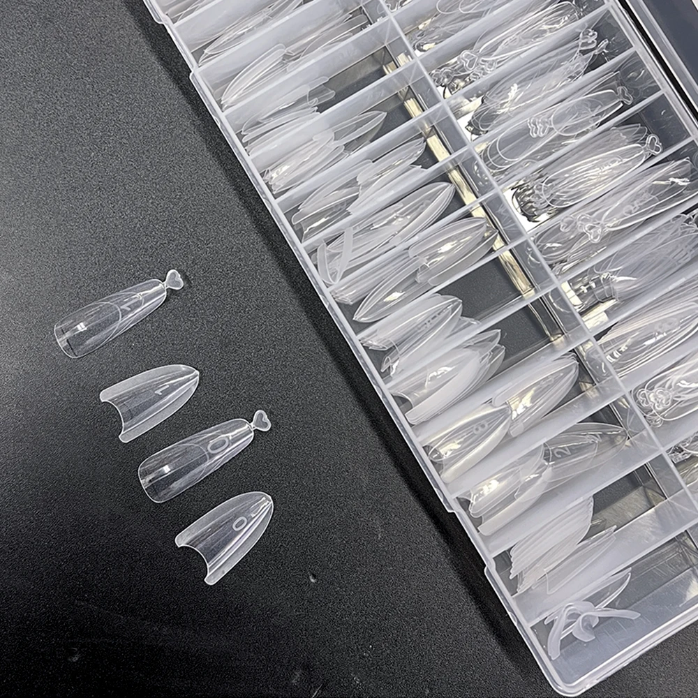 

240 шт., сэндвич, двойная форма для ногтей, гроб, овальная форма, расширение, двойная форма, многоразовая форма для ногтей во французском стиле, форма для ногтей