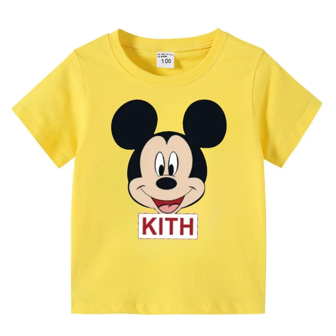 Children pure cotton Short Sleeve T-shirt Cartoon Cute KITH Anime Pattern Kids Clothing Boy Baby Cotton Tees for 2-9 Years Child