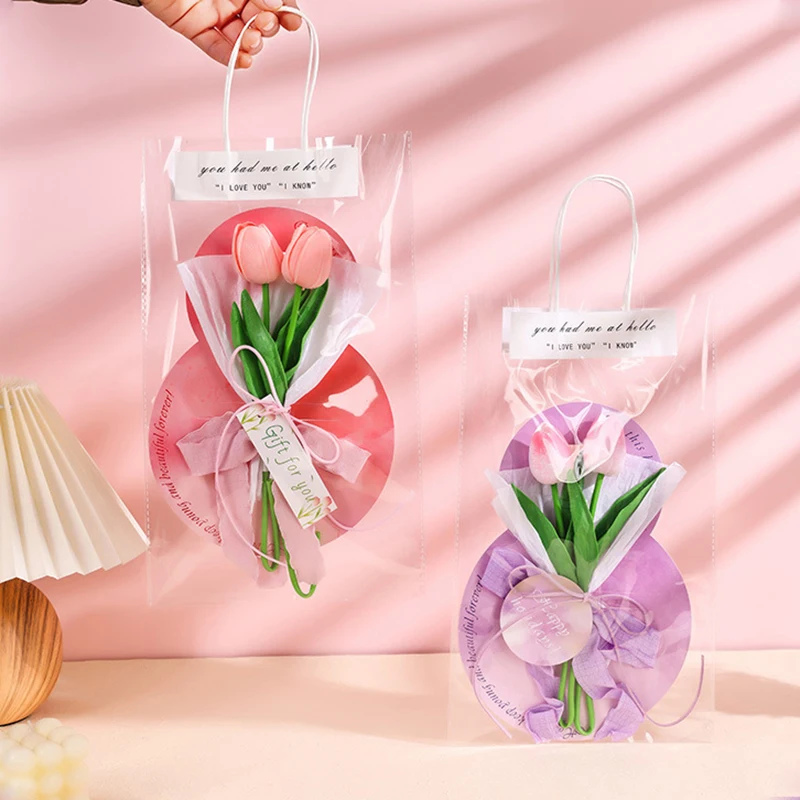 Saco de embalagem de flores de papel com alça saco de buquê diy material de embrulho de papel de flores para o dia das mães dia dos namorados