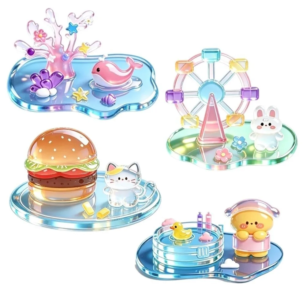 Drop Glue 3D DIY Crystal Stickers Bear Rabbit Handcraft Cartoon Stacking Stickers Removable Whale Relief Ornament Stickers