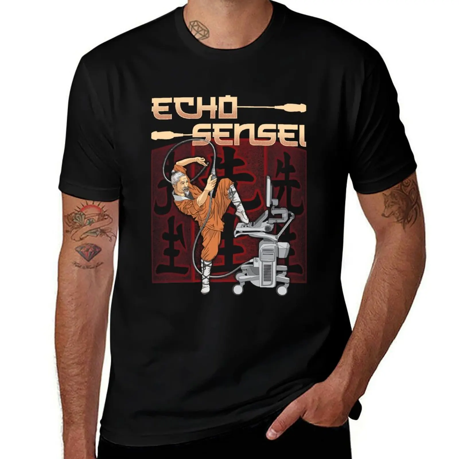 Echocardiography Sensei Funny Cardiac Expert Gift T-Shirt t shirts designer t shirt men 100% cotton luxury brand T-Shirt