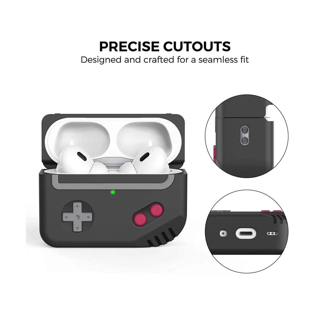 Housses de protection en silicone, conception de machine de jeu Skin, prise en charge de la charge sans fil, 2 étuis noirs