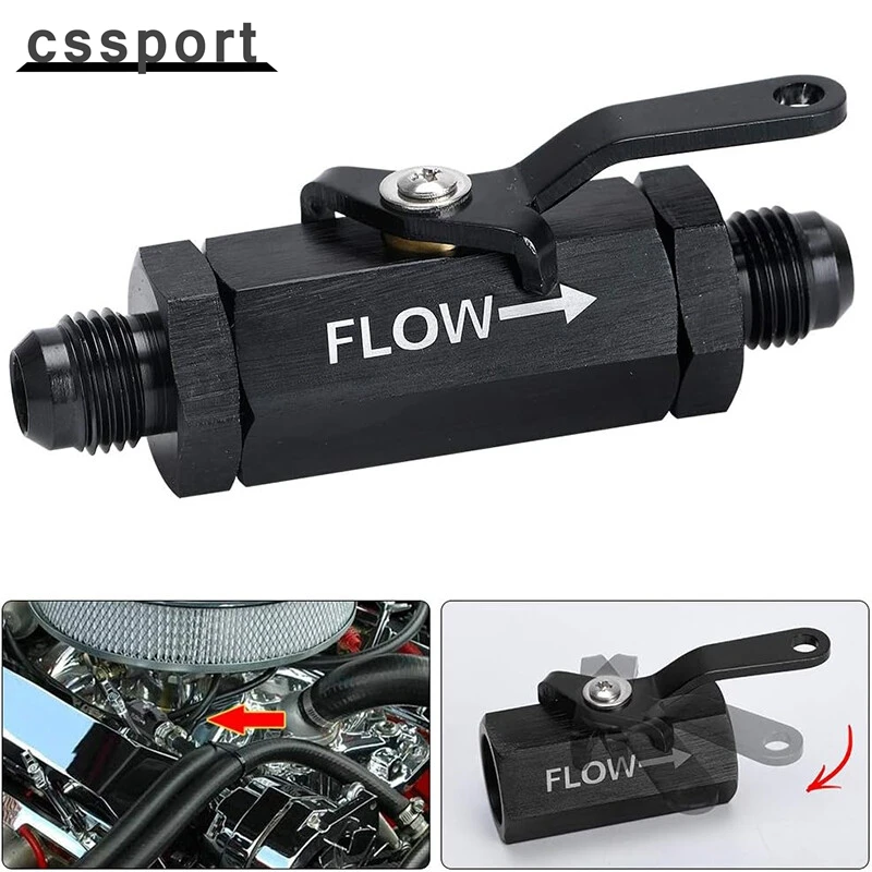 

6AN-10AN Aluminum Inline Fuel Shut Off Valve Flow Control Cut Off w/Cable Lever