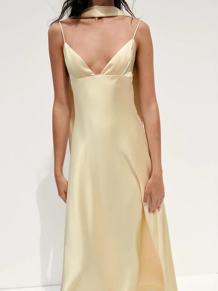 Новинка лета 2029, тонкий шелковый атласный шарф Faion с высокой талией, вечерняя женская одежда Dr Ele Aosphere без све