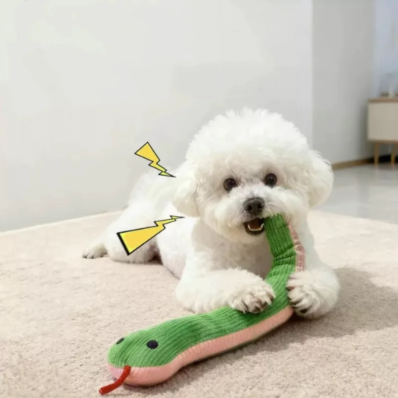 Interactive Cat Toy Snake - Bite Resistant Plush Kitten Chew Toy with Sound for Teeth Cleaning Indoor Pet Entertainment