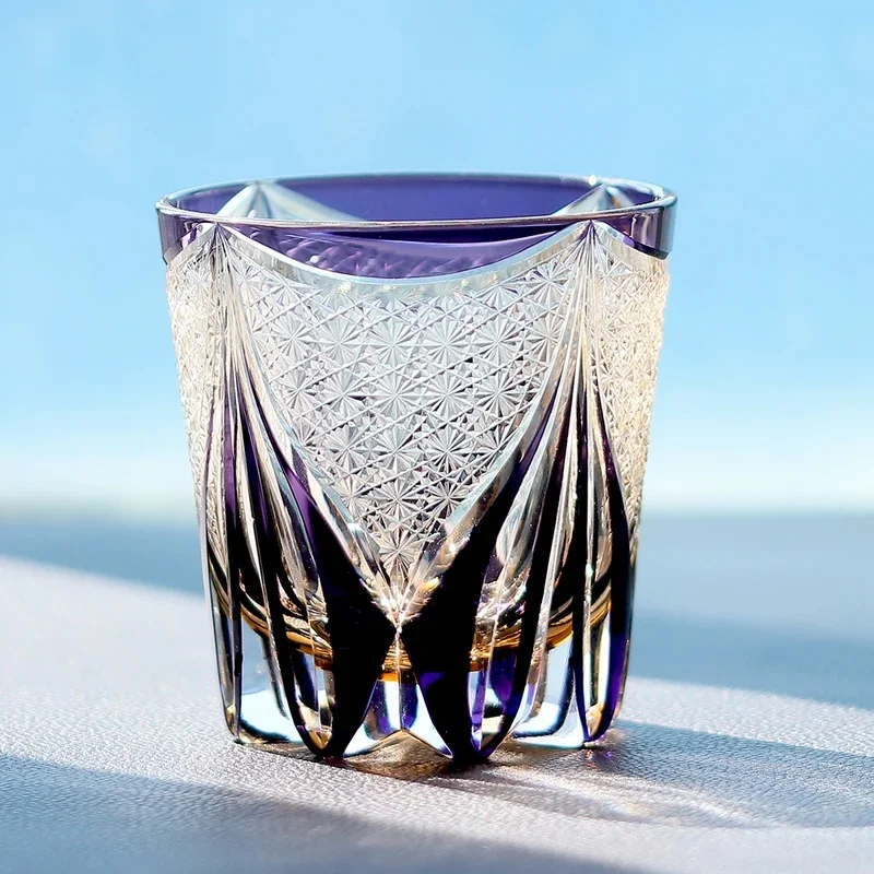 Holy Land Purple Ice Premium Edo Kiriko Glass - Handmade Japanese Cut Glass Cup Whisky Bourbon Glass with Gift Box Dropshipping
