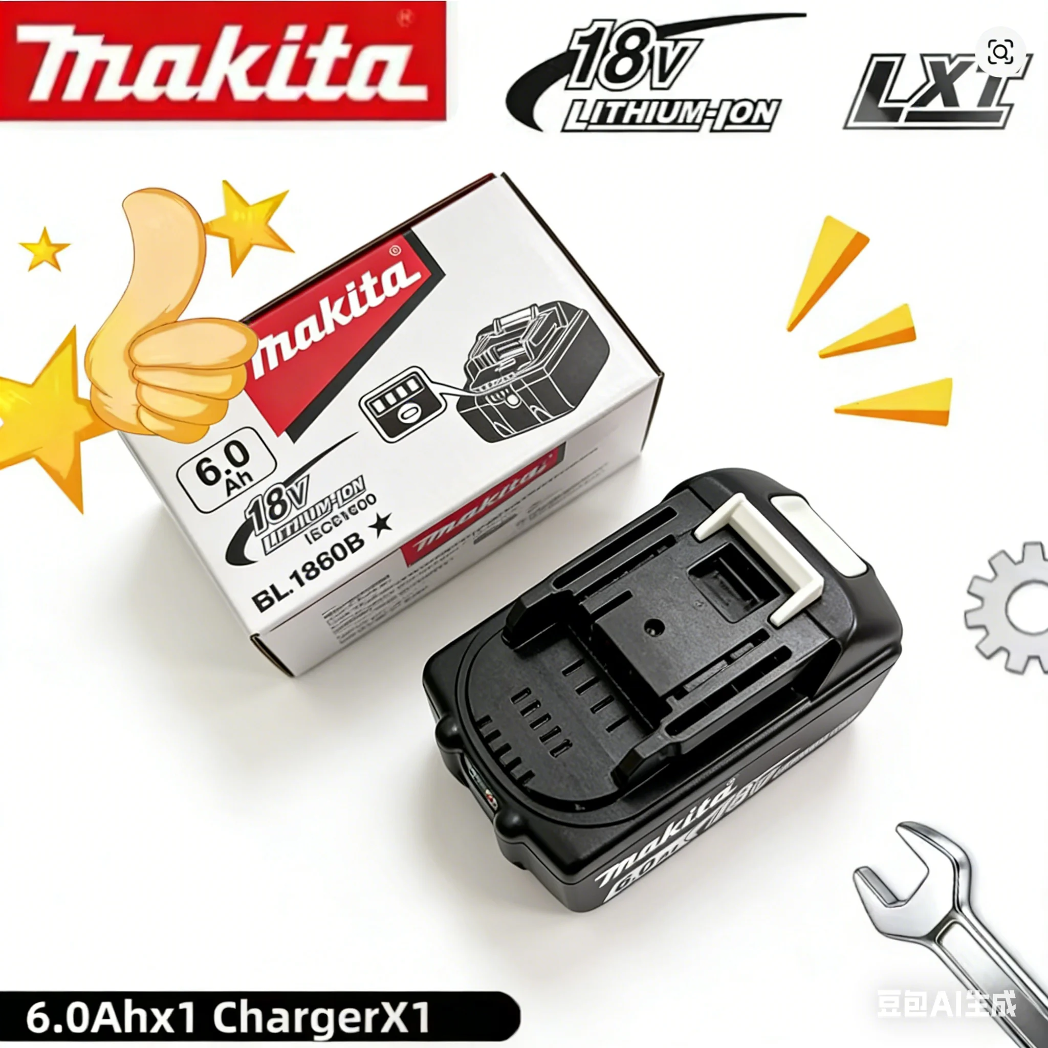 

100% Original Makita battery,18V 6.0Ah rechargeable battery, replacing Makita BL1830B L1840B L1850B L1860B,power tool battery