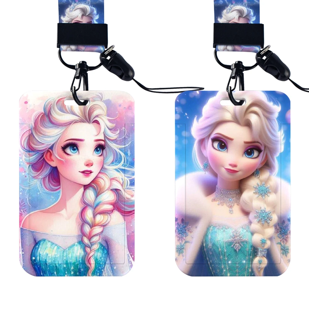 W Disney Frozen Women's Name Card Student Campus Card Hanging Neck Bag Card Holder Lanyard ID Card Case Drop Shipping