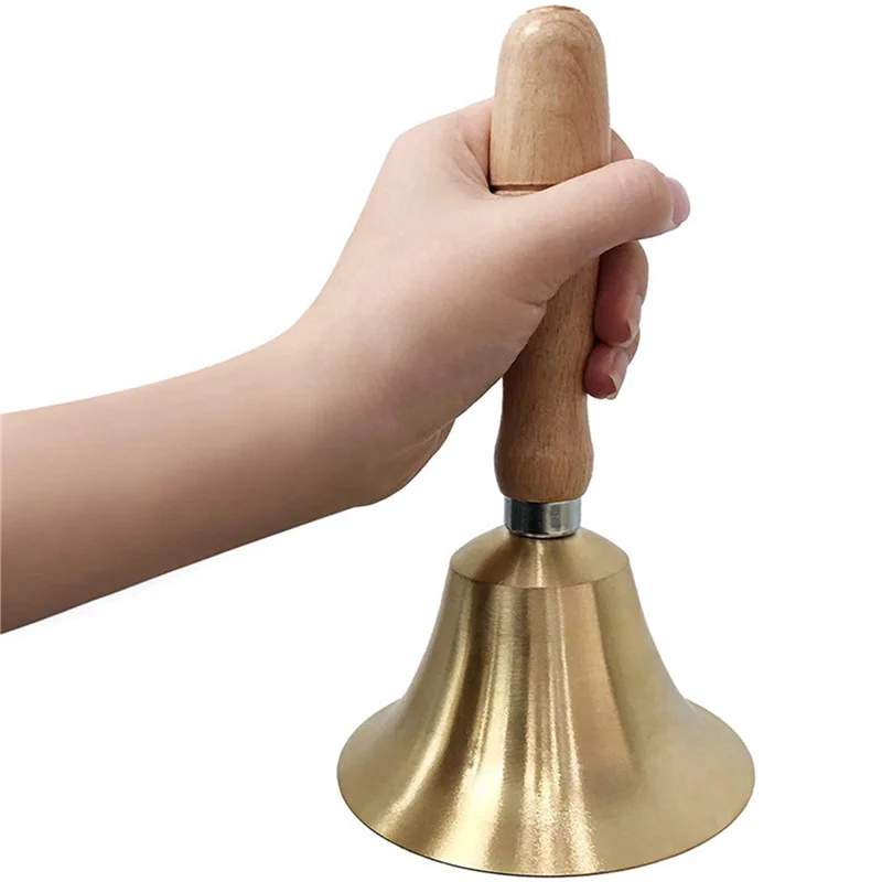 

FSTE-2Pcs 4.33 Inch Large Hand Call Bell With Wood Handle,For Kids And Adults,Used For Weddings,School Classroom