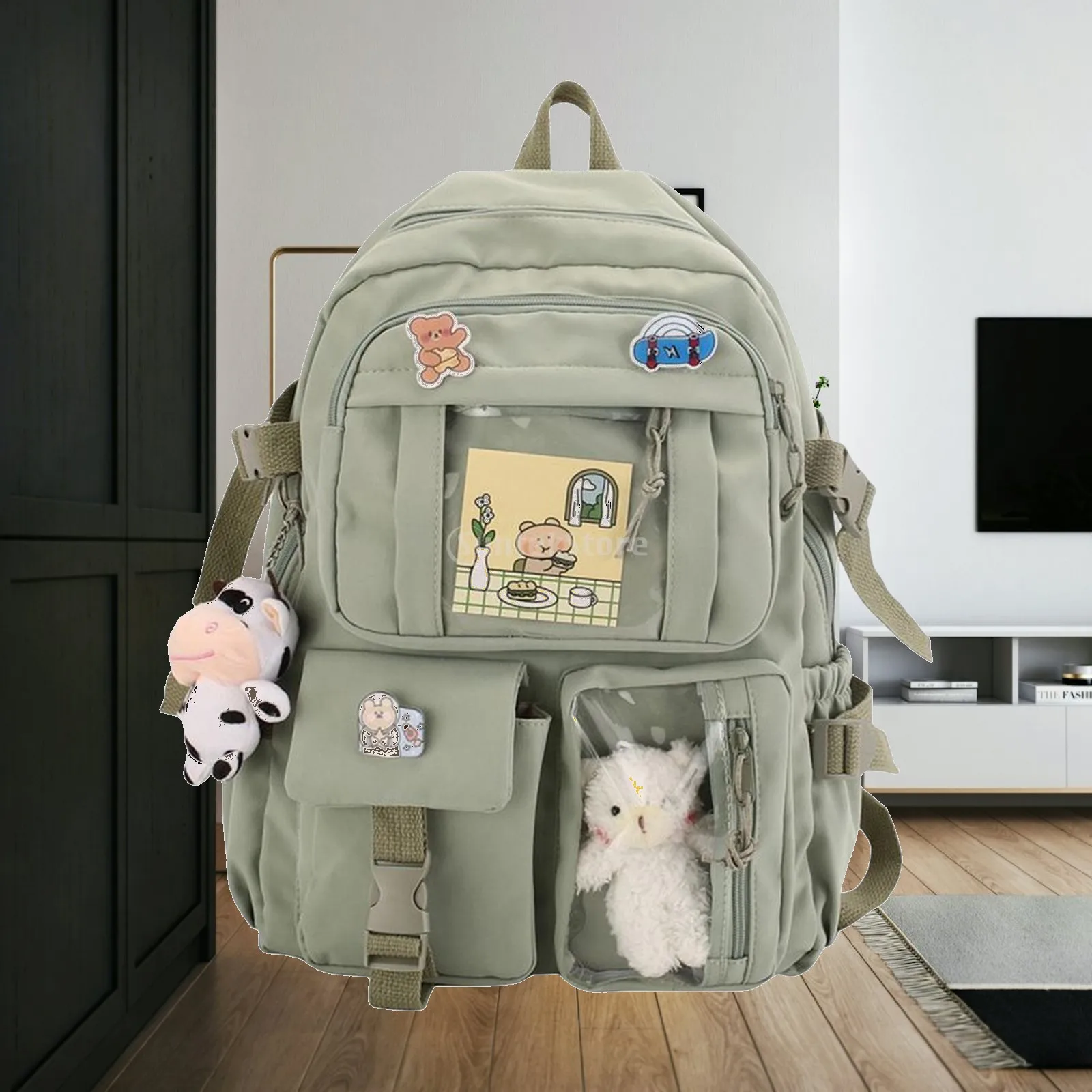 

Fashion Women Backpack School Bag Waterproof Casual with Side Pockets Travel