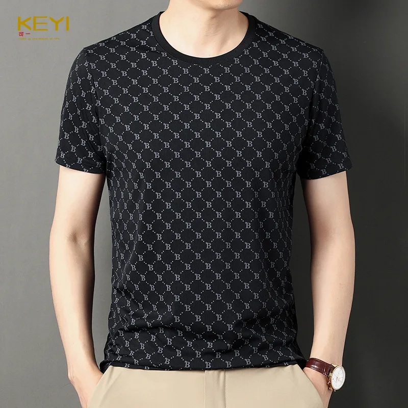 Brand Letter Printed T-shirt Men's T-shirts Summer Short Sleeve Slim Fit T-shirts High-quality Round Neck Business Social Tee