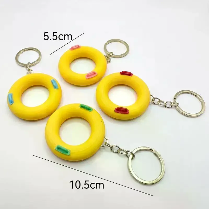 Cute Cartoon Swimming Ring Pendant Keychain Unique Fun Design Bag Charm for Backpack Car Key Perfect Gift for Teenage Girls
