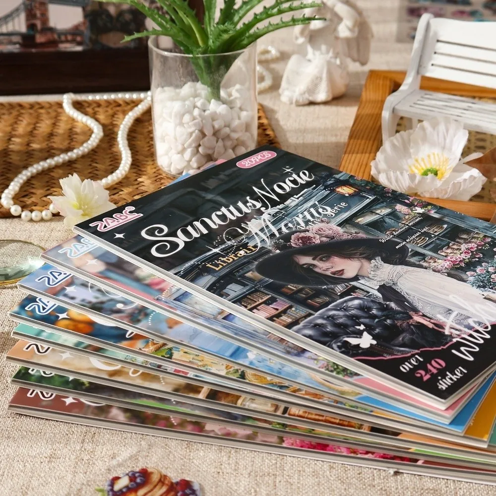 

New Retro Style Pocket Sticker Book 20 Sheets Elegent Girls Scrapbook Stickers PET Die Cut Diary Album Stickers Birthday Gifts