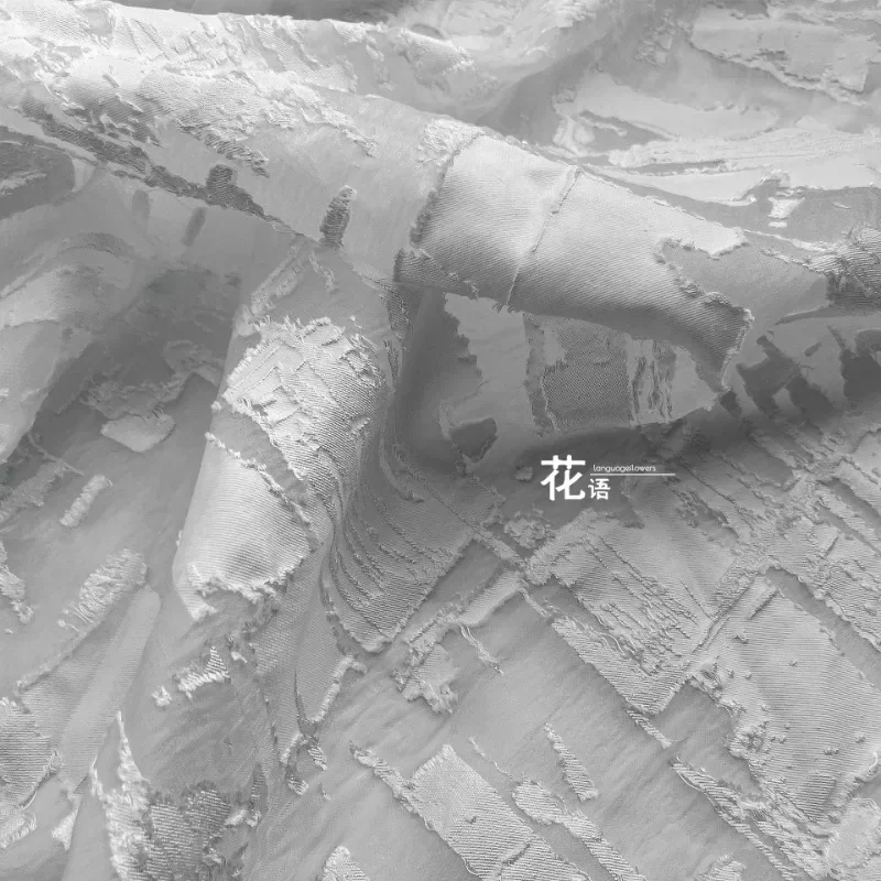 

Tattered Perspective Gradient Grid Jacquard Fabric for Designer Cloth Apparel Diy Sewing Per Meter Material