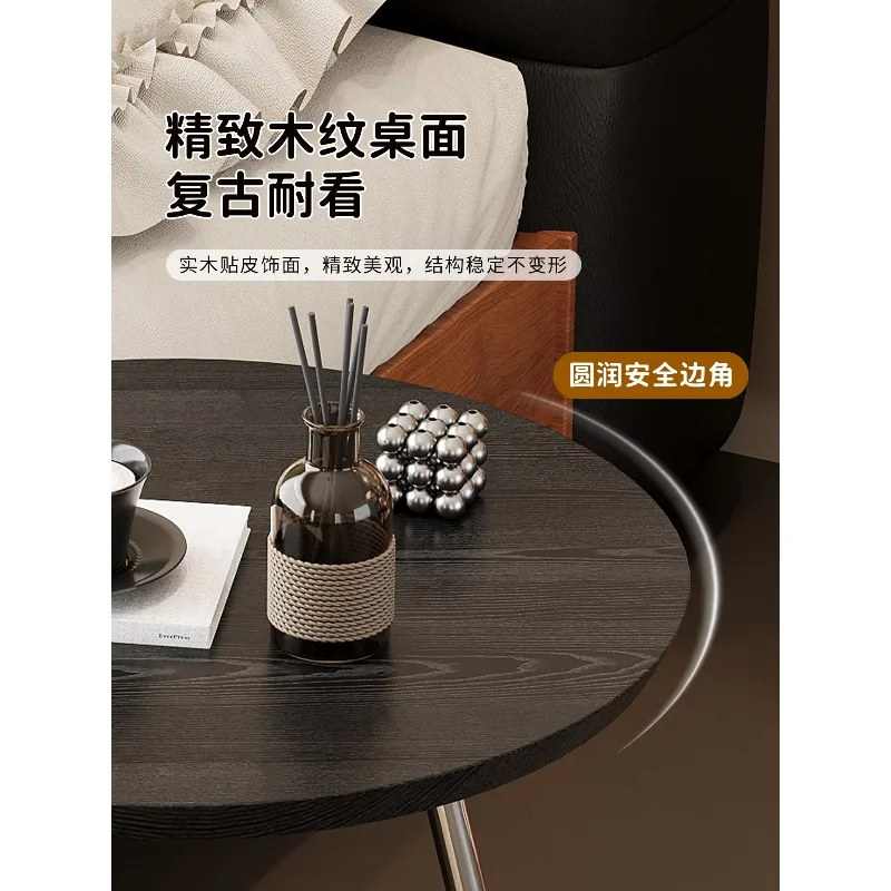 طاولة جانبية من الخشب الصلب العتيق - طاولة قهوة صغيرة مبتكرة فاخرة، طاولة مستديرة على شكل حرف C لغرفة المعيشة