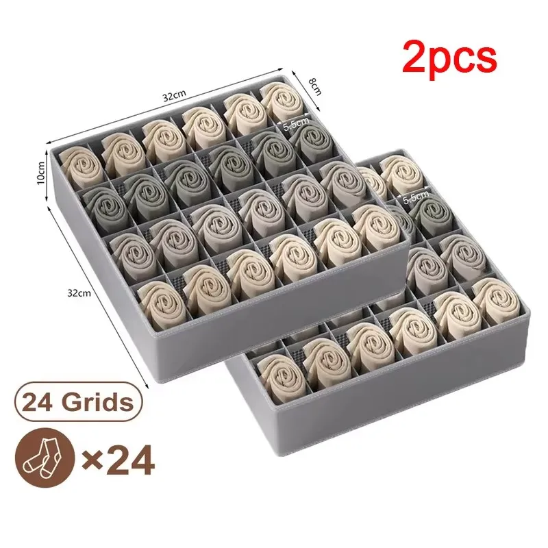 1/2 Stück Faltbare Vlies-Aufbewahrungsbox für Unterwäsche, BHs, Socken, Schlafzimmer-Schublade, Kleiderschrank-Organizer, Kleidungstrenner