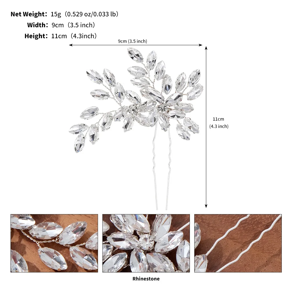 Crystal Hair Bridal Hairpins Accessories U-shaped Rhinestone Hair Jewelry Popular Handmade Wedding Hair Cilp And Hair Comb