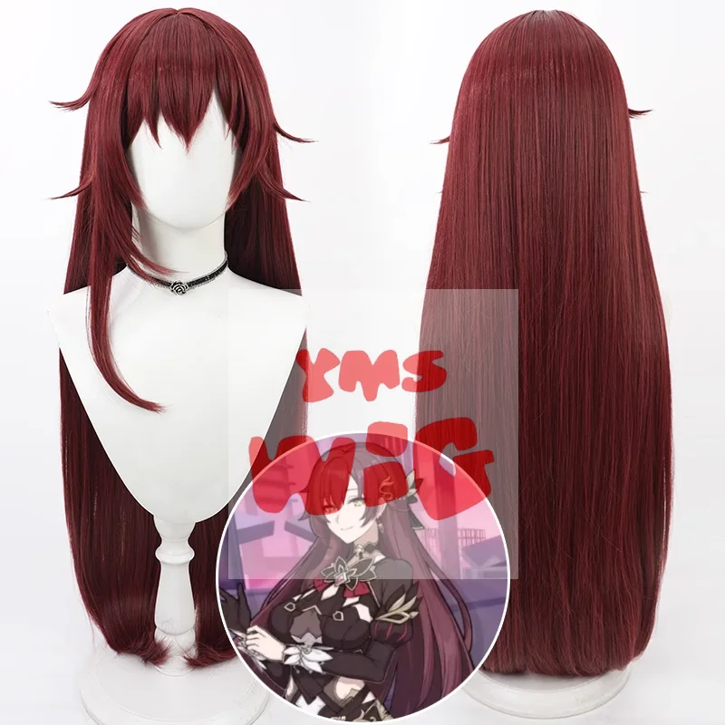 Honkai Impact 3 Eden Cosplay Wig 90cm Long Burgundy Red Heat Resistant Synthetic Hair Halloween Party Carnival Role Play