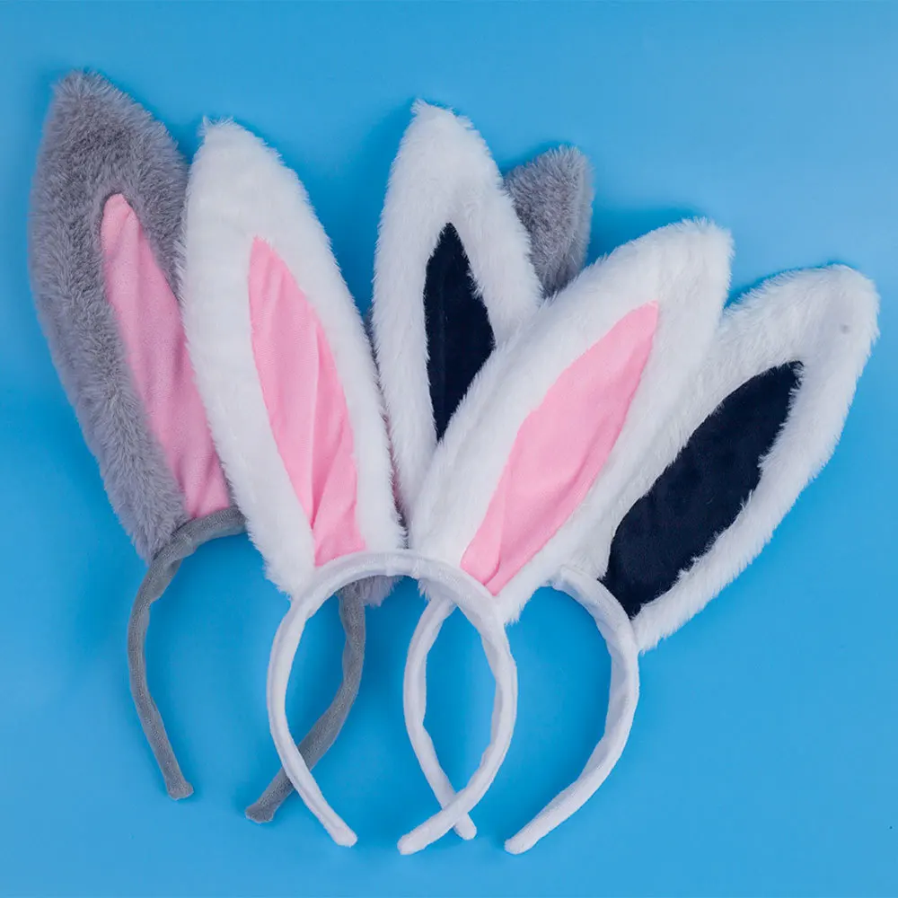 Long Bunny Ears Hairband Easter Plush Rabbit Ears Headband Cartoon Party Headdress Cosplay Hair Accessories Festivel Decor