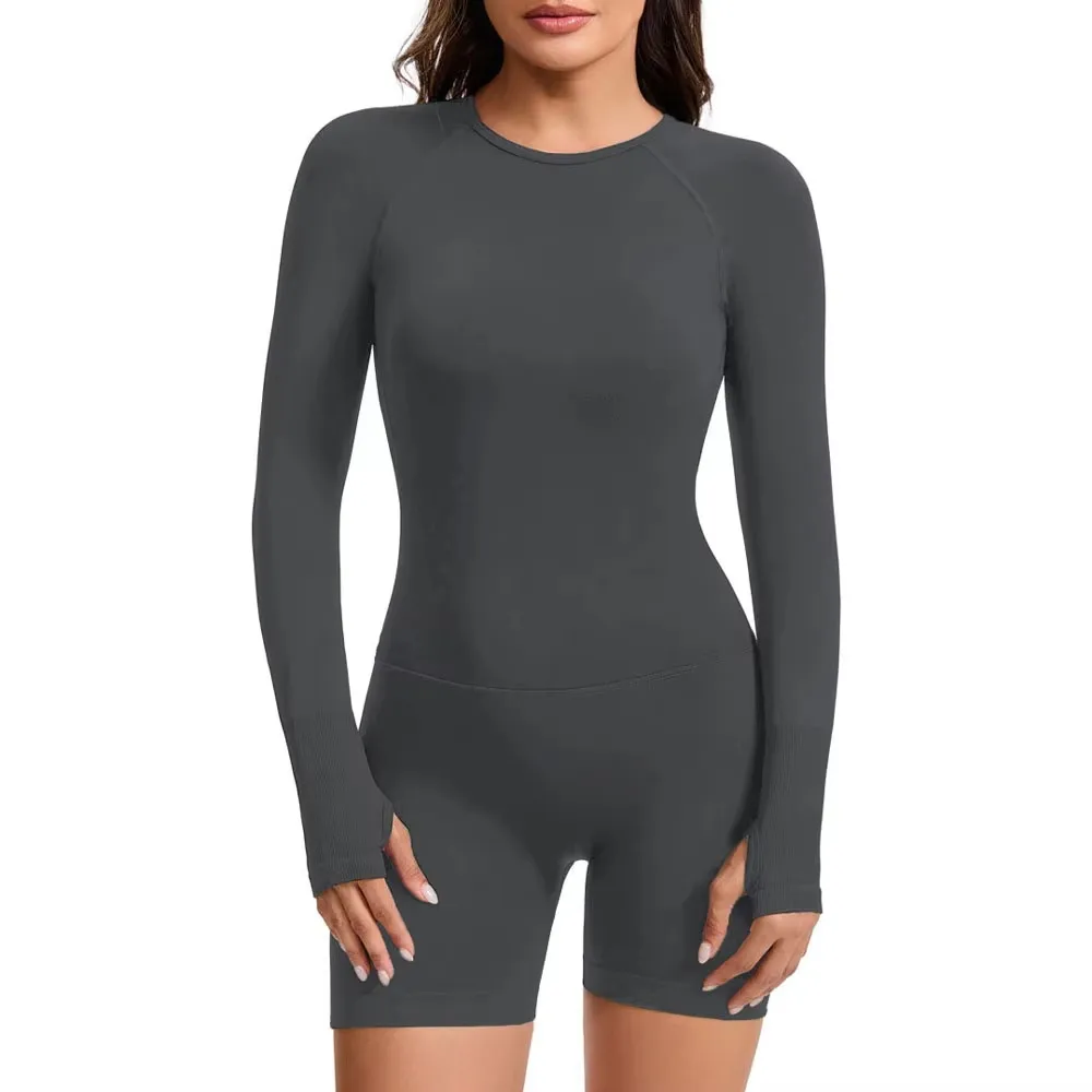 NCLAGEN Long Sleeve Bodysuit One Piece Gym Women Yoga Playsuit Fitness Clothes Workout Jumpsuit Backless Set Siamese