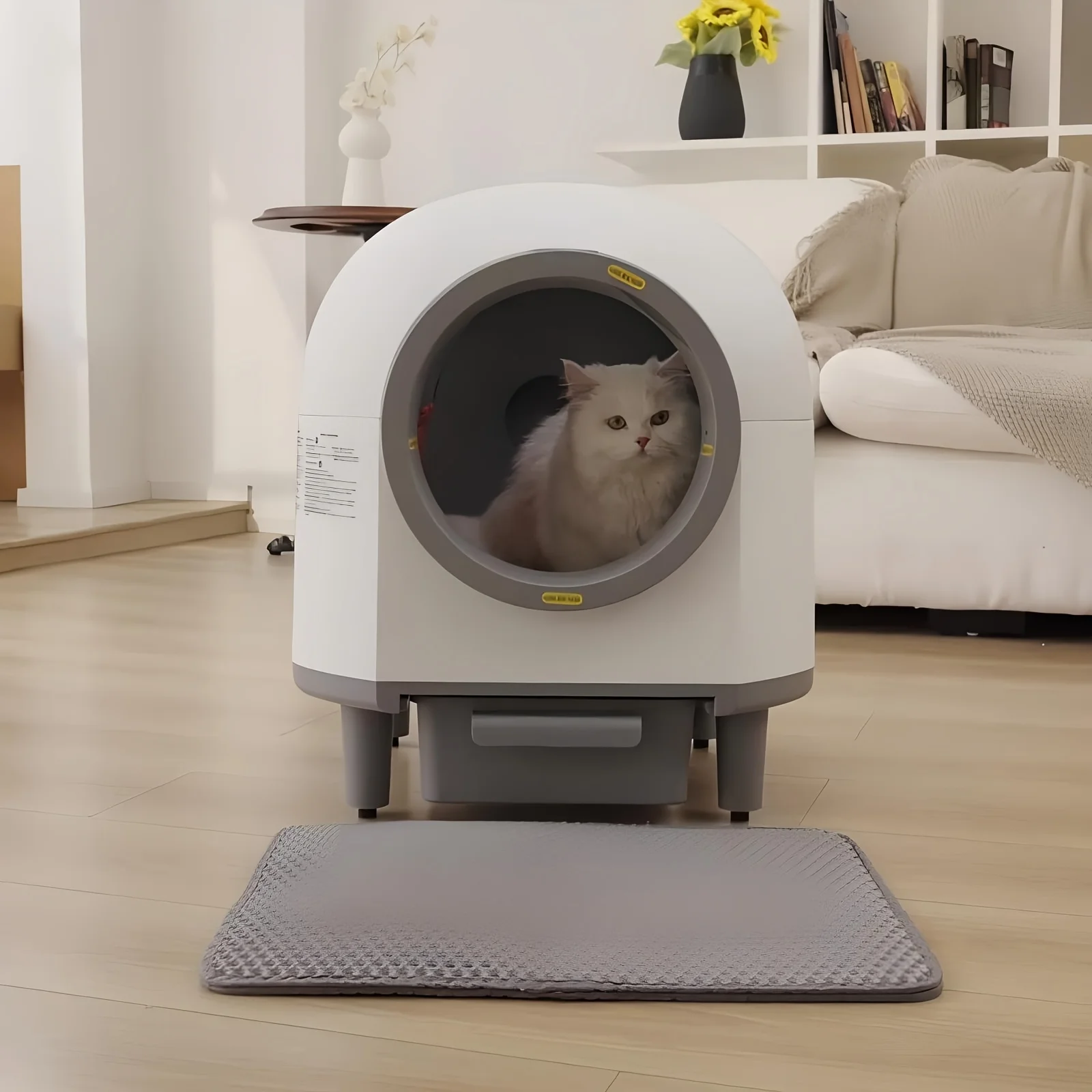 

Extra Large Automatic Litter Box - Self Cleaning Cat Box for Multiple Cats with Mat - Odor-Free Waste Disposal with App Control Ambient Light