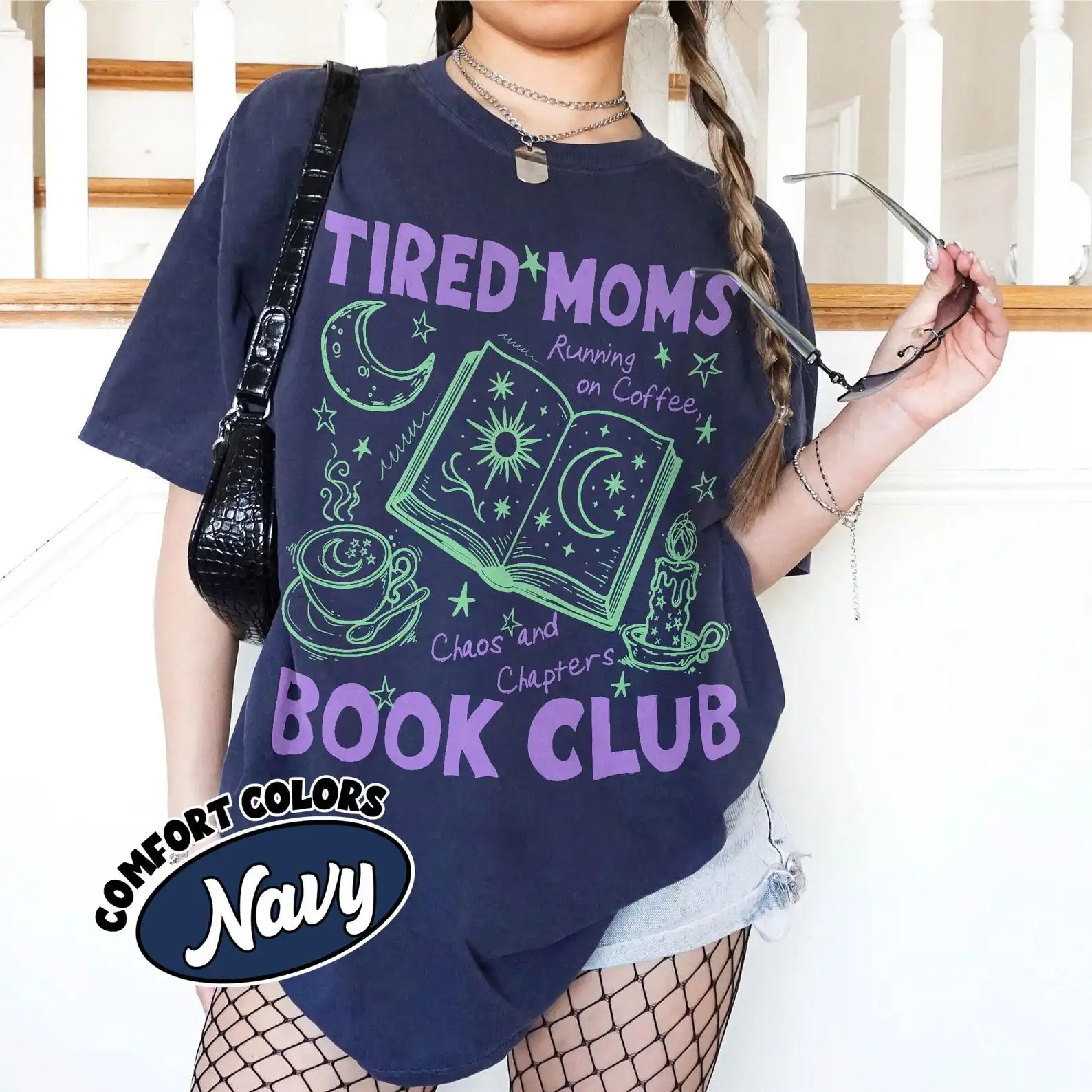 Tired Moms Book Club Shirt  Late Night Reader Club Tshirt, Coffee Chaos And Chapters,  Mothers Day Gift