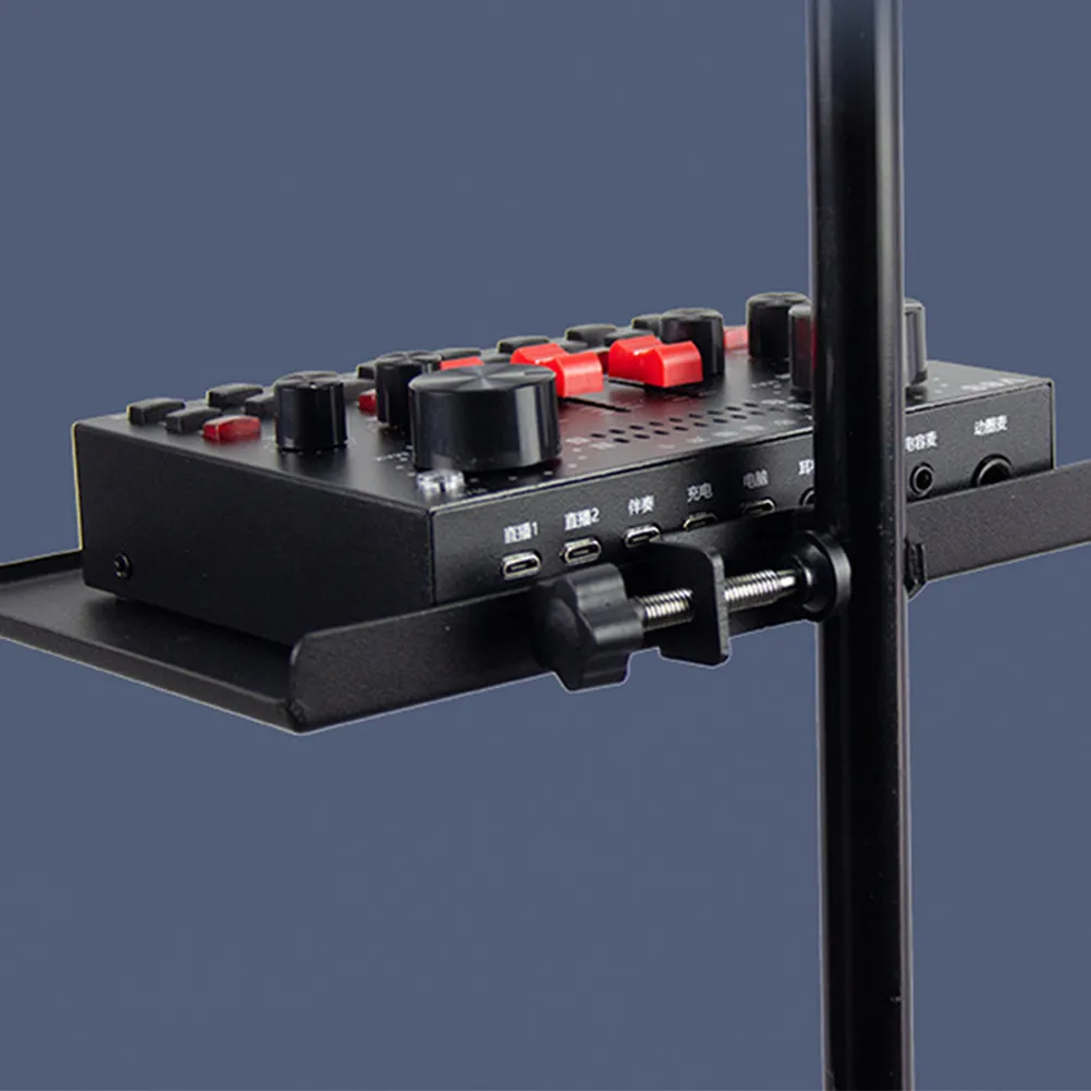Sturdy Iron Sound Tray Microphone Stand Tray for Live Broadcast Sound Card Display Mic Storage Rack Podcasting Online Meeting