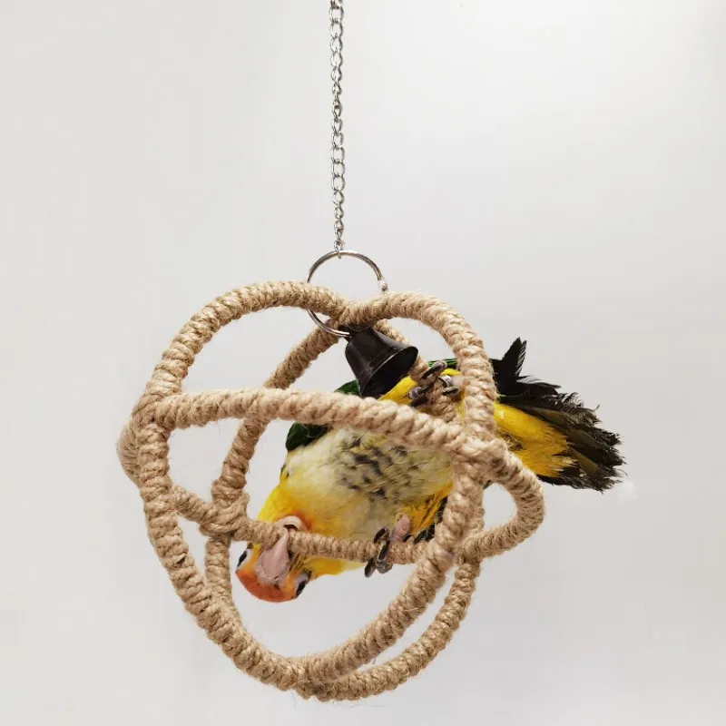 

Pet Bird Rope Swing Standing Rod Parrot Bird Chewing Climbing Ring Cage Swing Sports Toys Colorful Cotton Habitat