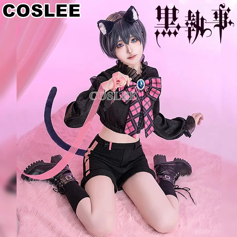 COSLEE Anime Black Butler Ciel Phantomhive Cat Ear Sweetheart Temptation Men's Clothing Cosplay Costume Halloween Carnival Party